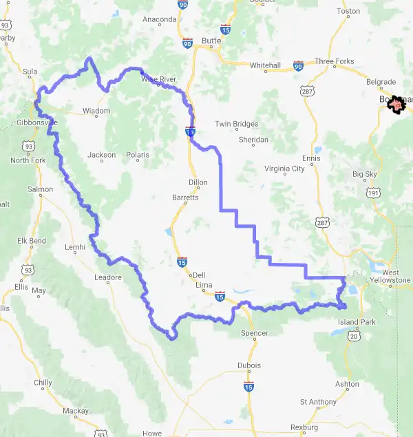 County level USDA loan eligibility boundaries for Beaverhead, Montana