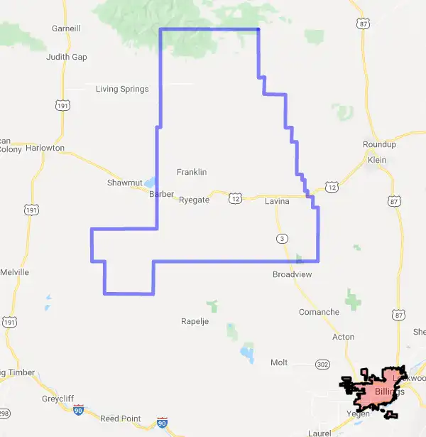 County level USDA loan eligibility boundaries for Golden Valley, MT