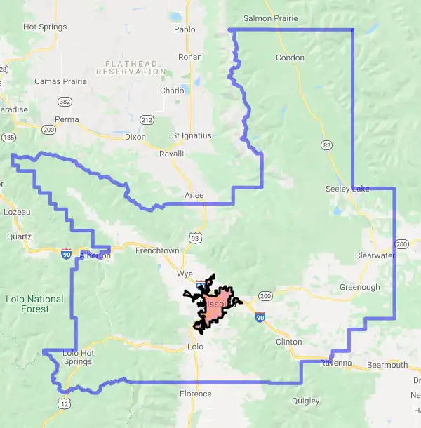 County level USDA loan eligibility boundaries for Missoula, Montana