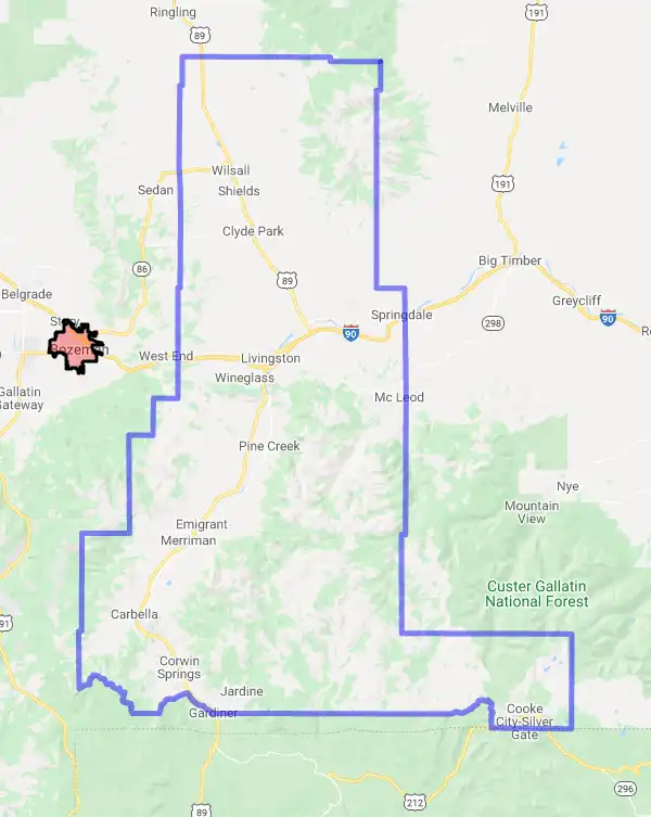 County level USDA loan eligibility boundaries for Park, Montana