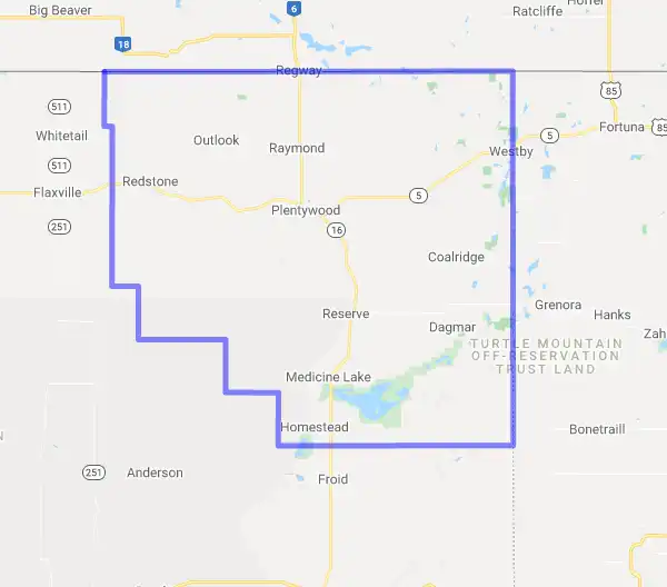County level USDA loan eligibility boundaries for Sheridan, MT