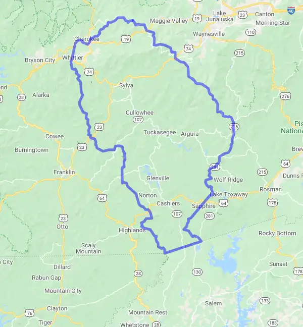 County level USDA loan eligibility boundaries for Jackson, North Carolina