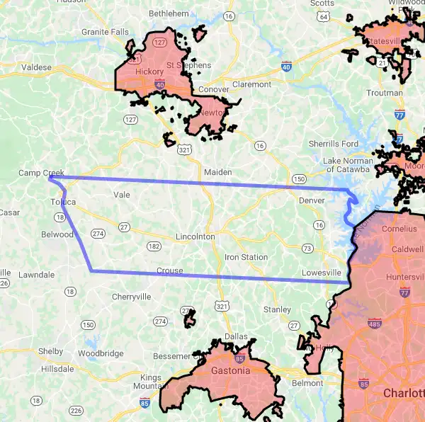 County level USDA loan eligibility boundaries for Lincoln, North Carolina