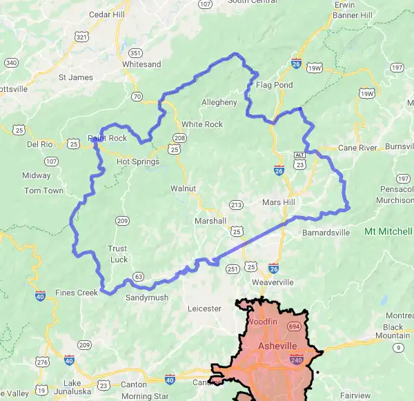 County level USDA loan eligibility boundaries for Madison, North Carolina