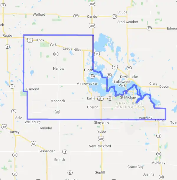 County level USDA loan eligibility boundaries for Benson, North Dakota