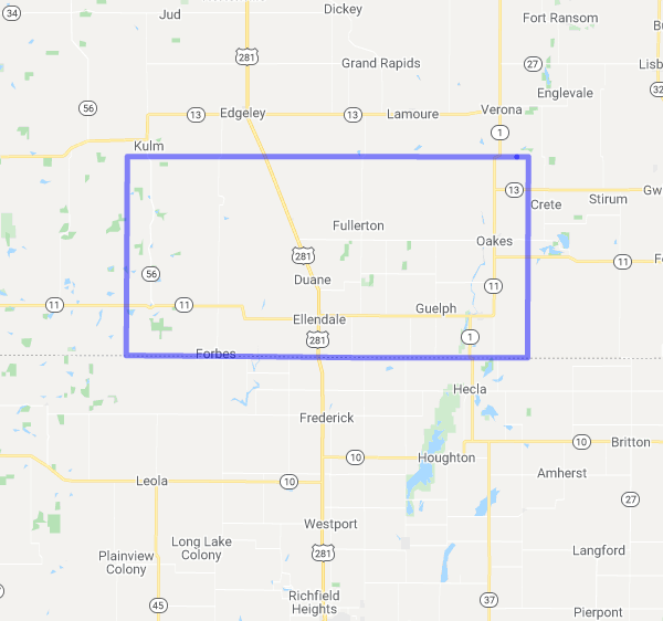 County level USDA loan eligibility boundaries for Dickey, ND