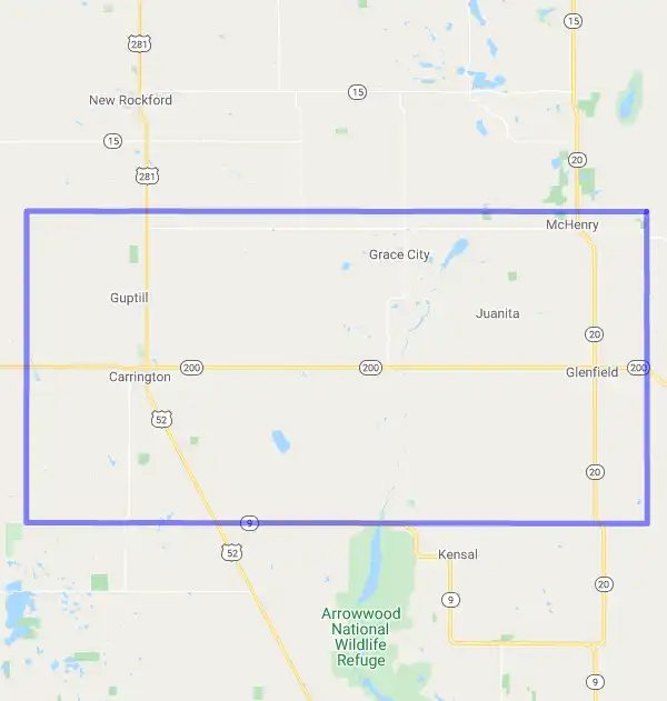 County level USDA loan eligibility boundaries for Foster, ND