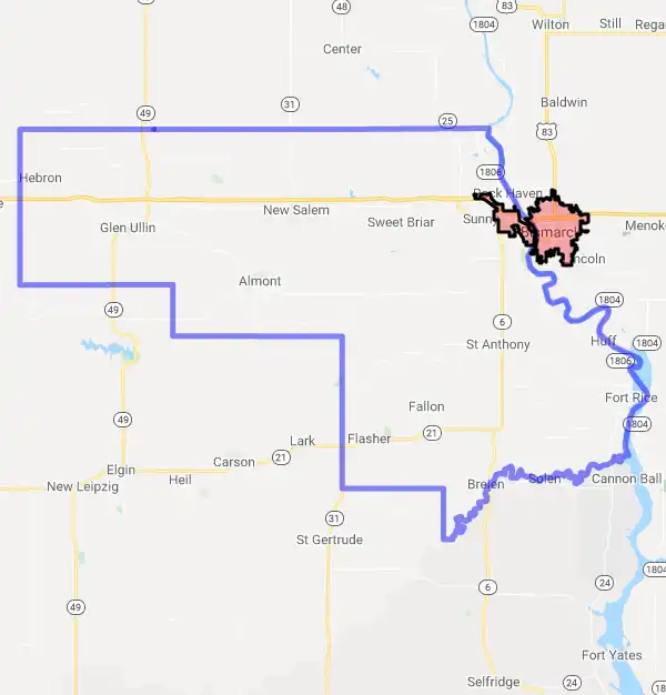 County level USDA loan eligibility boundaries for Morton, North Dakota