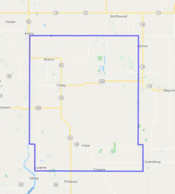 County level USDA loan eligibility boundaries for Steele, North Dakota