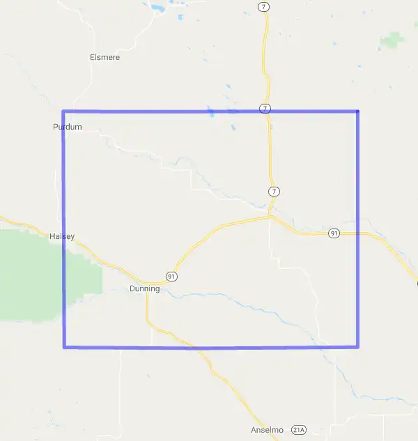 County level USDA loan eligibility boundaries for Blaine, NE