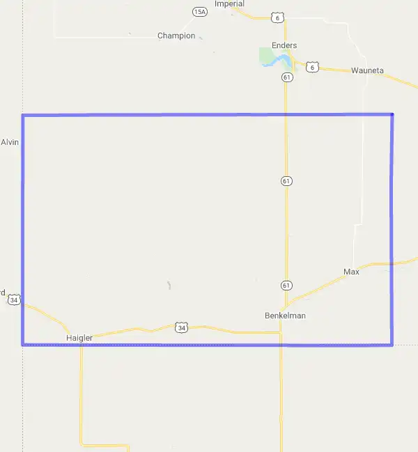 County level USDA loan eligibility boundaries for Dundy, Nebraska