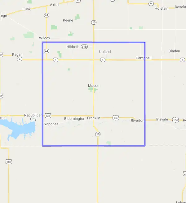 County level USDA loan eligibility boundaries for Franklin, Nebraska