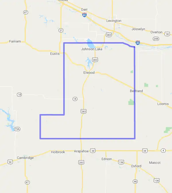 County level USDA loan eligibility boundaries for Gosper, Nebraska