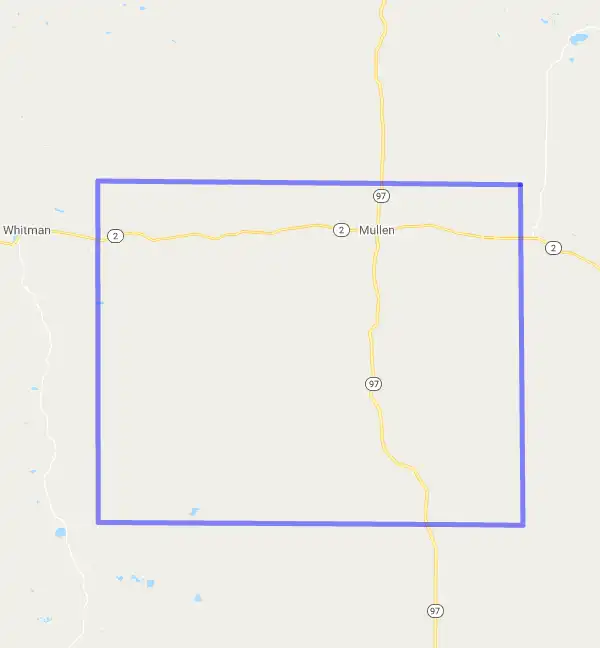 County level USDA loan eligibility boundaries for Hooker, Nebraska