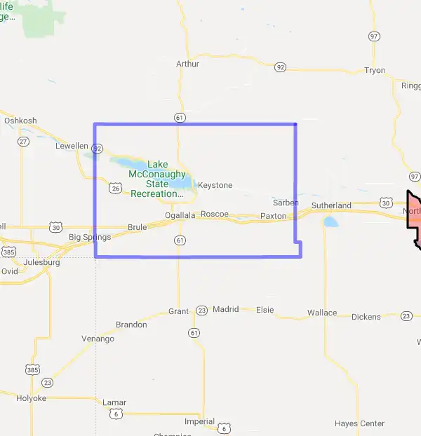 County level USDA loan eligibility boundaries for Keith, Nebraska