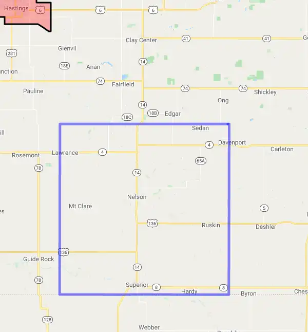 County level USDA loan eligibility boundaries for Nuckolls, NE
