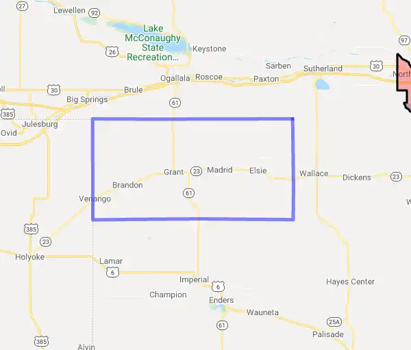 County level USDA loan eligibility boundaries for Perkins, Nebraska