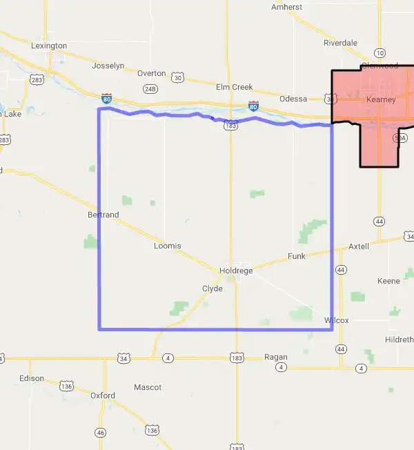 County level USDA loan eligibility boundaries for Phelps, NE