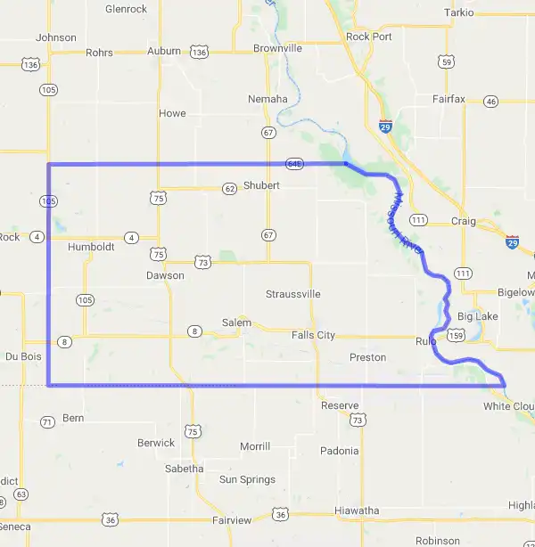 County level USDA loan eligibility boundaries for Richardson, Nebraska