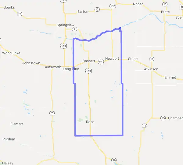County level USDA loan eligibility boundaries for Rock, Nebraska