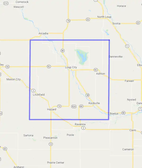 County level USDA loan eligibility boundaries for Sherman, Nebraska