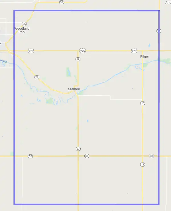 County level USDA loan eligibility boundaries for Stanton, Nebraska