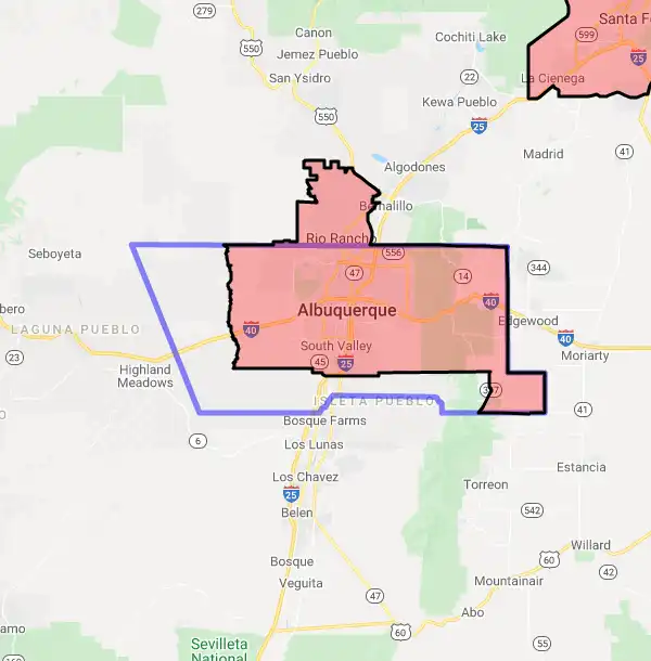 County level USDA loan eligibility boundaries for Bernalillo, New Mexico