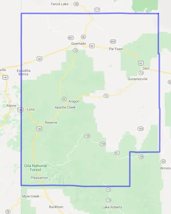County level USDA loan eligibility boundaries for Catron, New Mexico