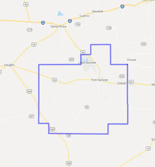 County level USDA loan eligibility boundaries for De Baca, New Mexico