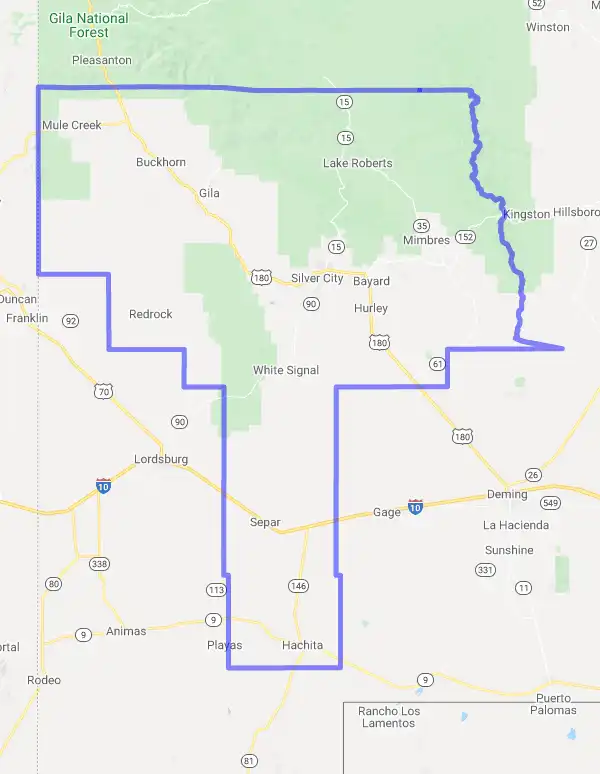 County level USDA loan eligibility boundaries for Grant, New Mexico