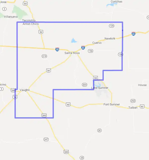 County level USDA loan eligibility boundaries for Guadalupe, New Mexico