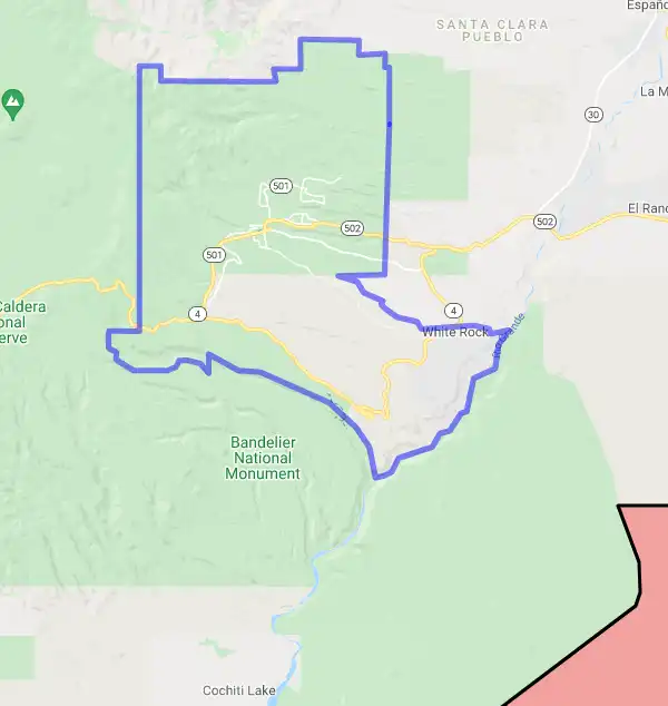 County level USDA loan eligibility boundaries for Los Alamos, New Mexico