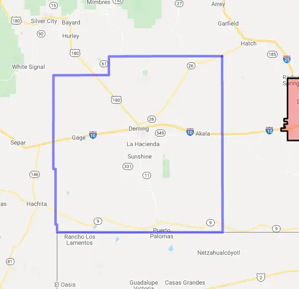 County level USDA loan eligibility boundaries for Luna, New Mexico