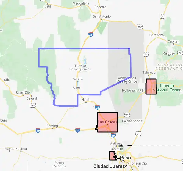 County level USDA loan eligibility boundaries for Sierra, New Mexico