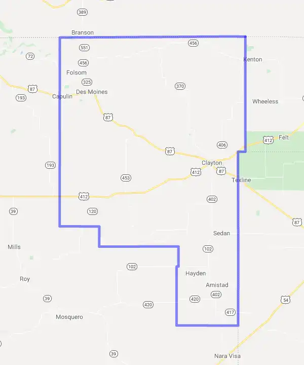 County level USDA loan eligibility boundaries for Union, New Mexico