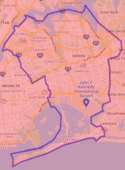 County level USDA loan eligibility boundaries for Queens, New York