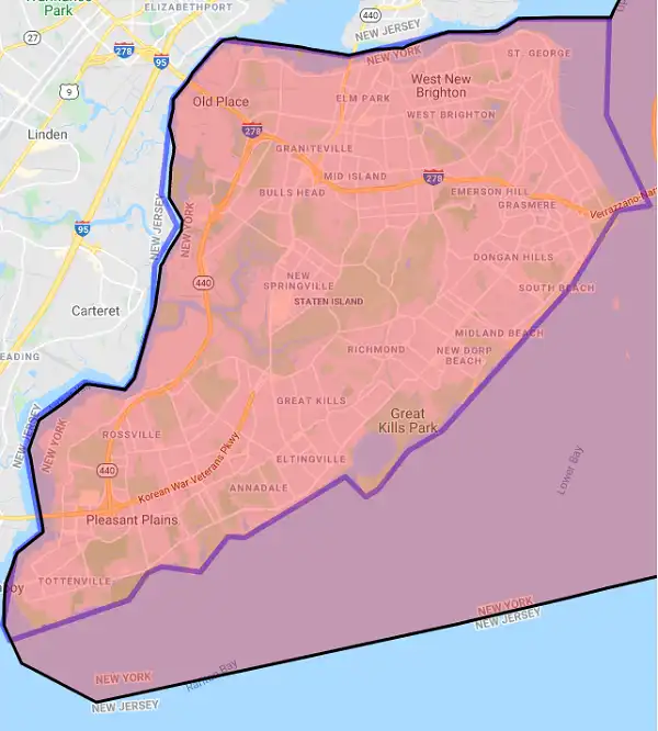 County level USDA loan eligibility boundaries for Richmond, New York