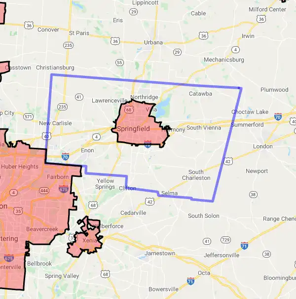 County level USDA loan eligibility boundaries for Clark, Ohio
