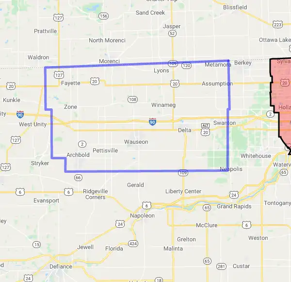 County level USDA loan eligibility boundaries for Fulton, Ohio