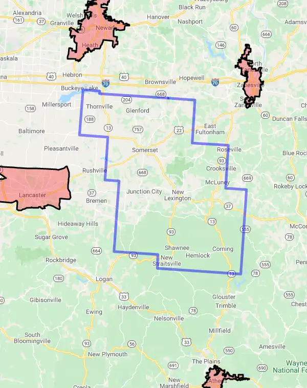 County level USDA loan eligibility boundaries for Perry, Ohio