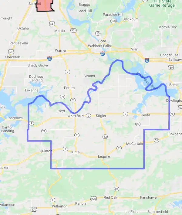 County level USDA loan eligibility boundaries for Haskell, Oklahoma