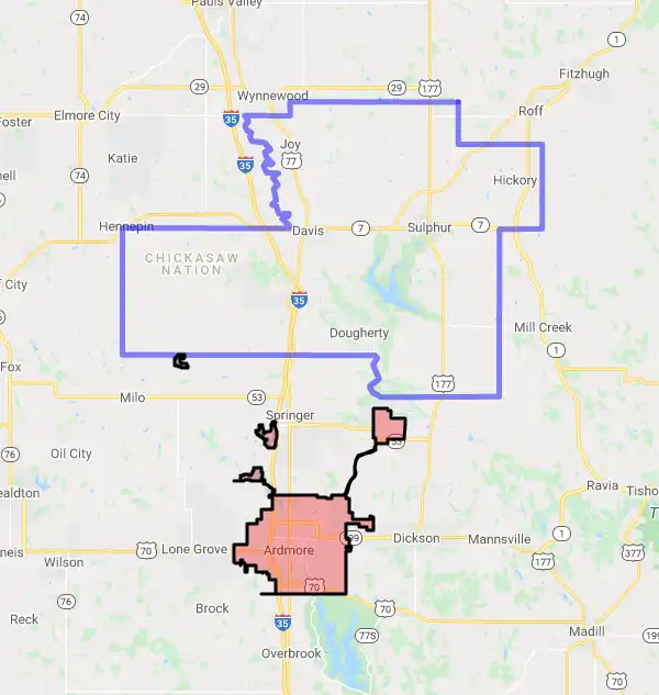 County level USDA loan eligibility boundaries for Murray, Oklahoma