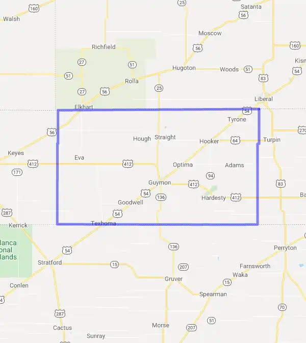 County level USDA loan eligibility boundaries for Texas, Oklahoma