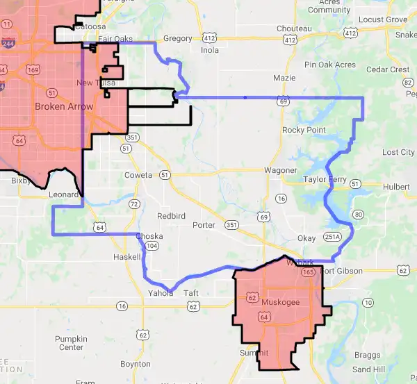 County level USDA loan eligibility boundaries for Wagoner, Oklahoma