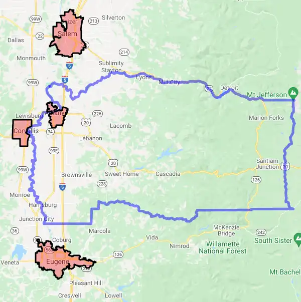 County level USDA loan eligibility boundaries for Linn, Oregon