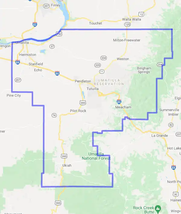 County level USDA loan eligibility boundaries for Umatilla, Oregon