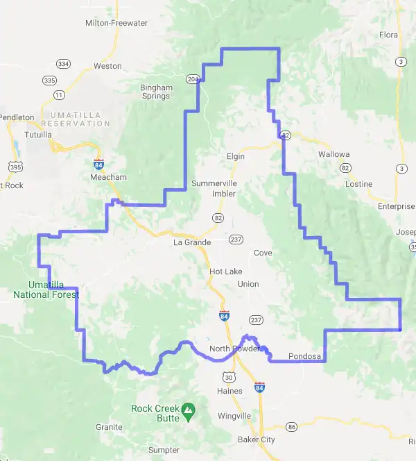 County level USDA loan eligibility boundaries for Union, Oregon