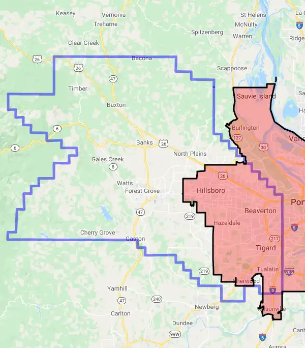 County level USDA loan eligibility boundaries for Washington, Oregon