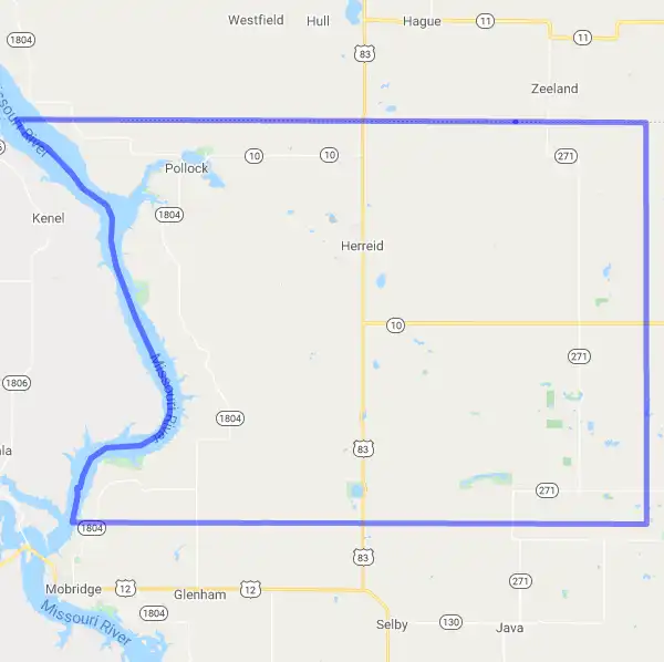 County level USDA loan eligibility boundaries for Campbell, South Dakota