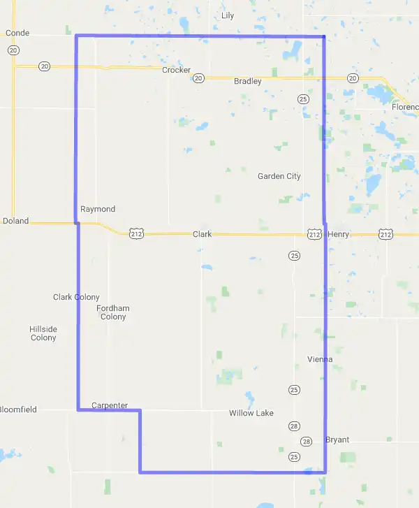 County level USDA loan eligibility boundaries for Clark, South Dakota